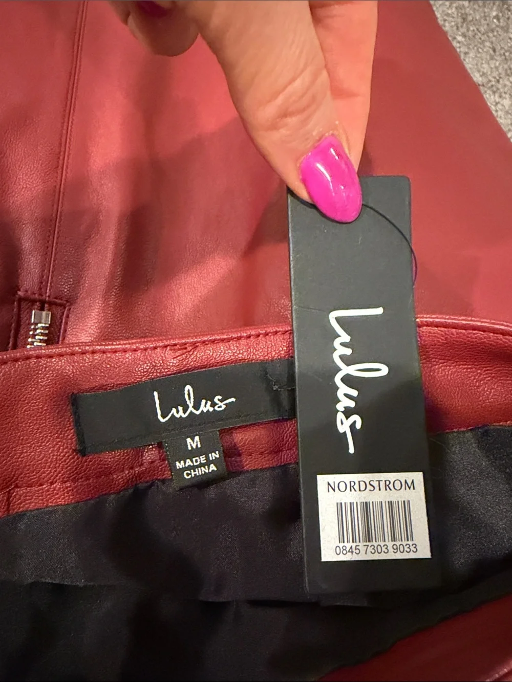 LULUS Women's Red Faux Leather Mini Skirt